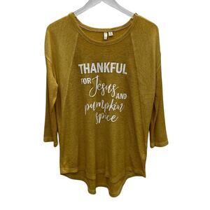 Cato Gold Knit Top Thankful For Jesus And Pumpkin Spice Size Medium